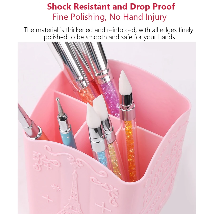 4-Compartment Nail Art Brush H - Nail File Titanium 评论和价格